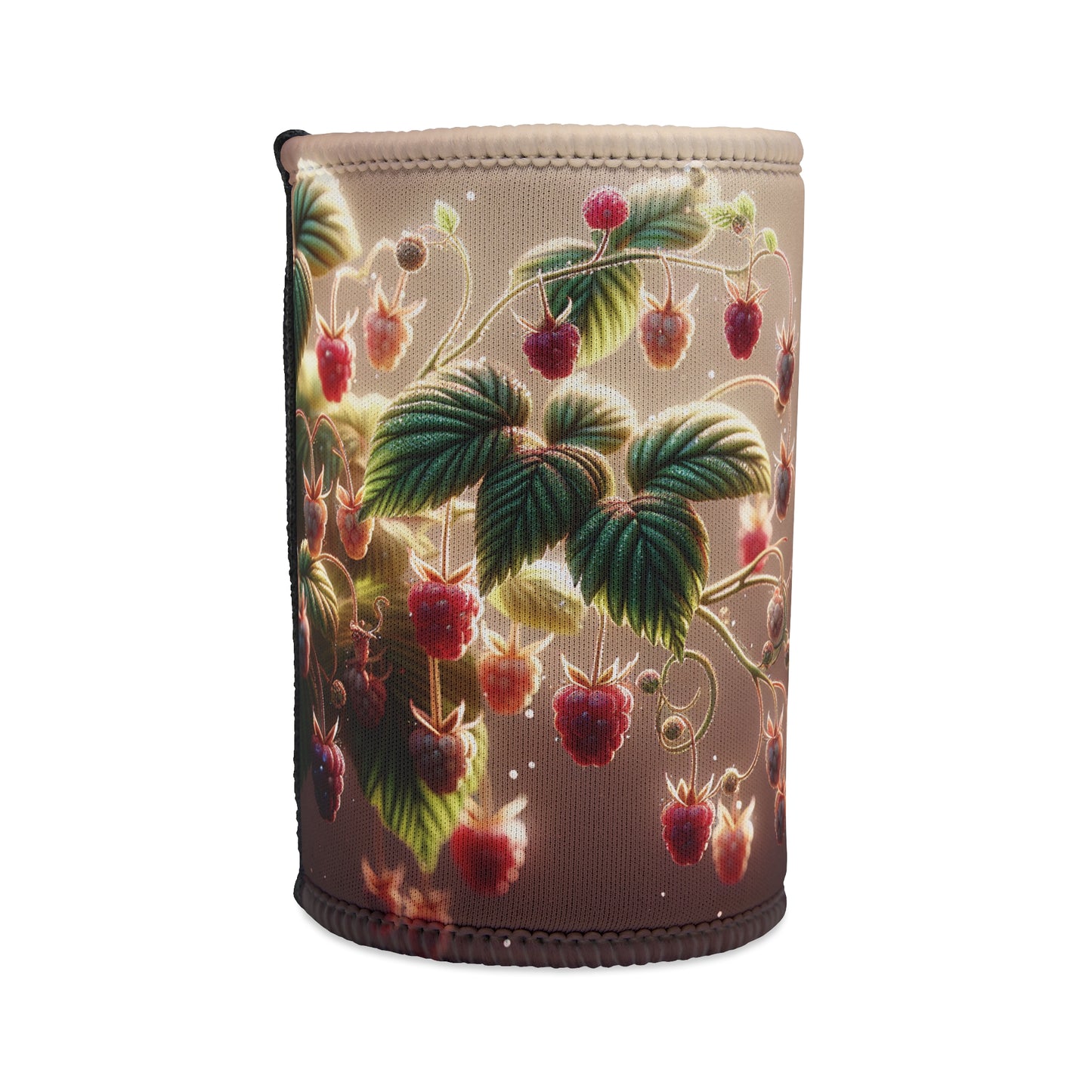 Raspberry Stubby Cooler, Drink Holder Sleeve for Cans and Bottles, Beverage Insulator, Summer Picnic Accessory, Fruit Pattern Gift