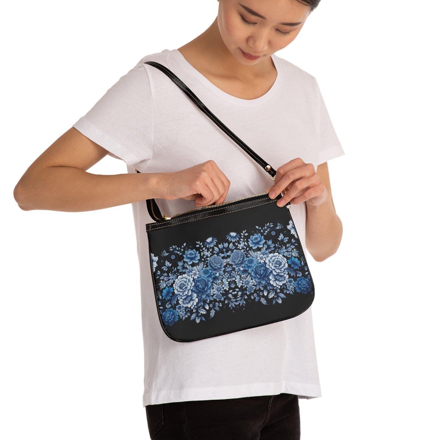 Blue Floral Small Shoulder Bag