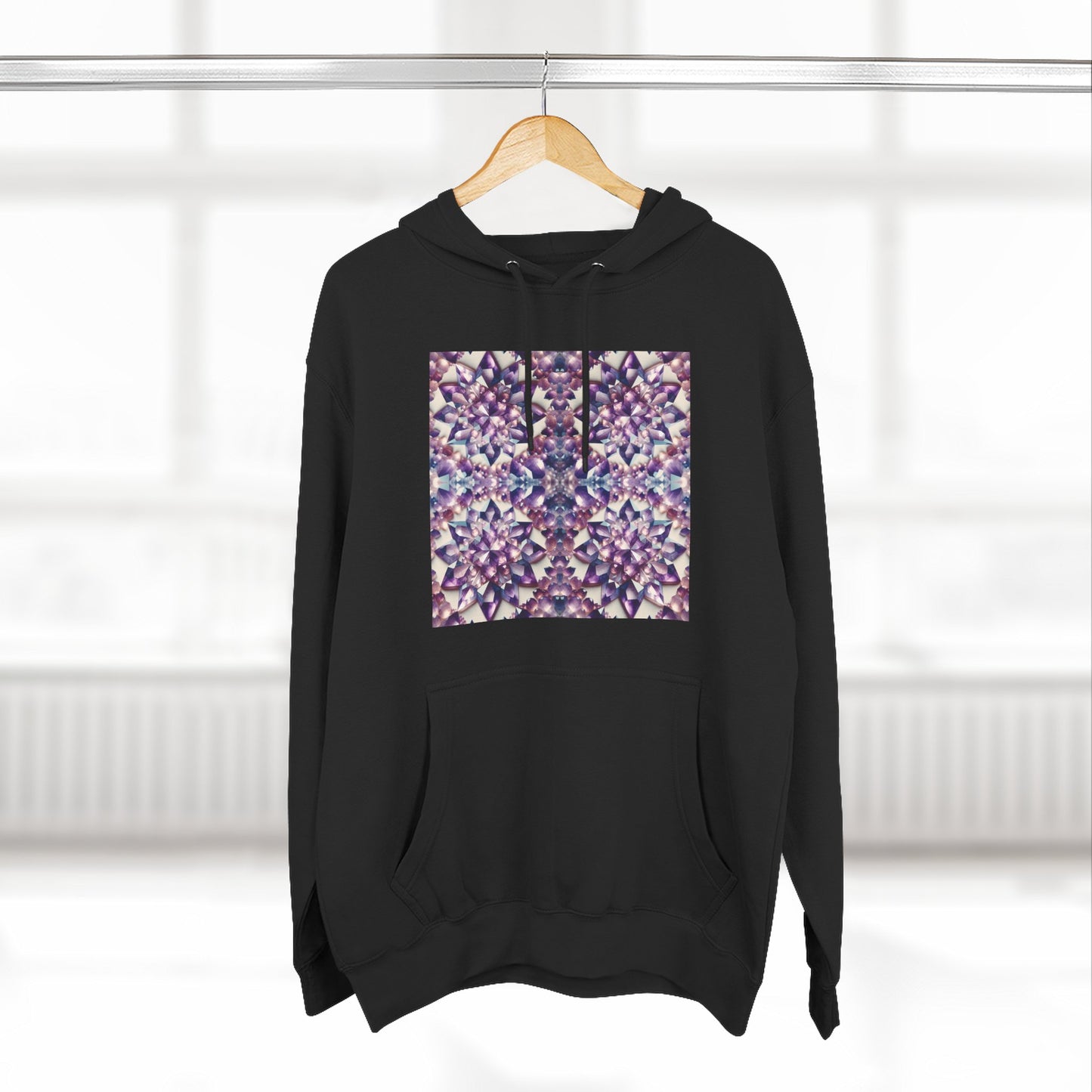 Fleece Hoodie - Amethyst Crystal Floral Design