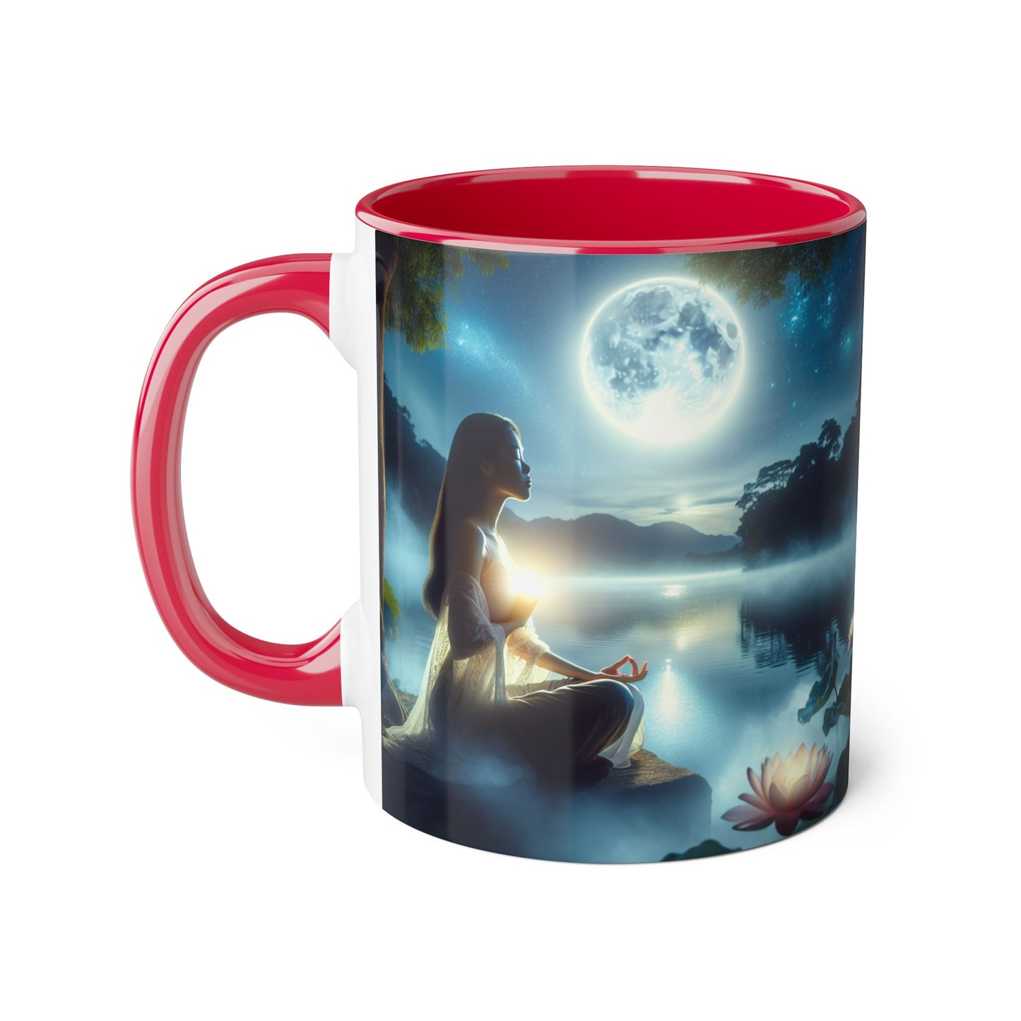 Moonlight Serenity Accent Mug, 11oz - Tranquil Ceramic Cup, Celestial Drinkware, Lunar Tea Mug, Night Sky Coffee Cup, Gift for Moon Lover