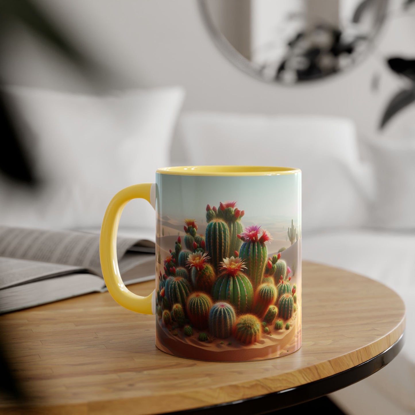 Cactus Accent Mug, Desert Succulent Coffee Cup, Southwest Plant Tea Mug, Botanical Kitchen Decor, Boho Office Gift, Nature Lover Present