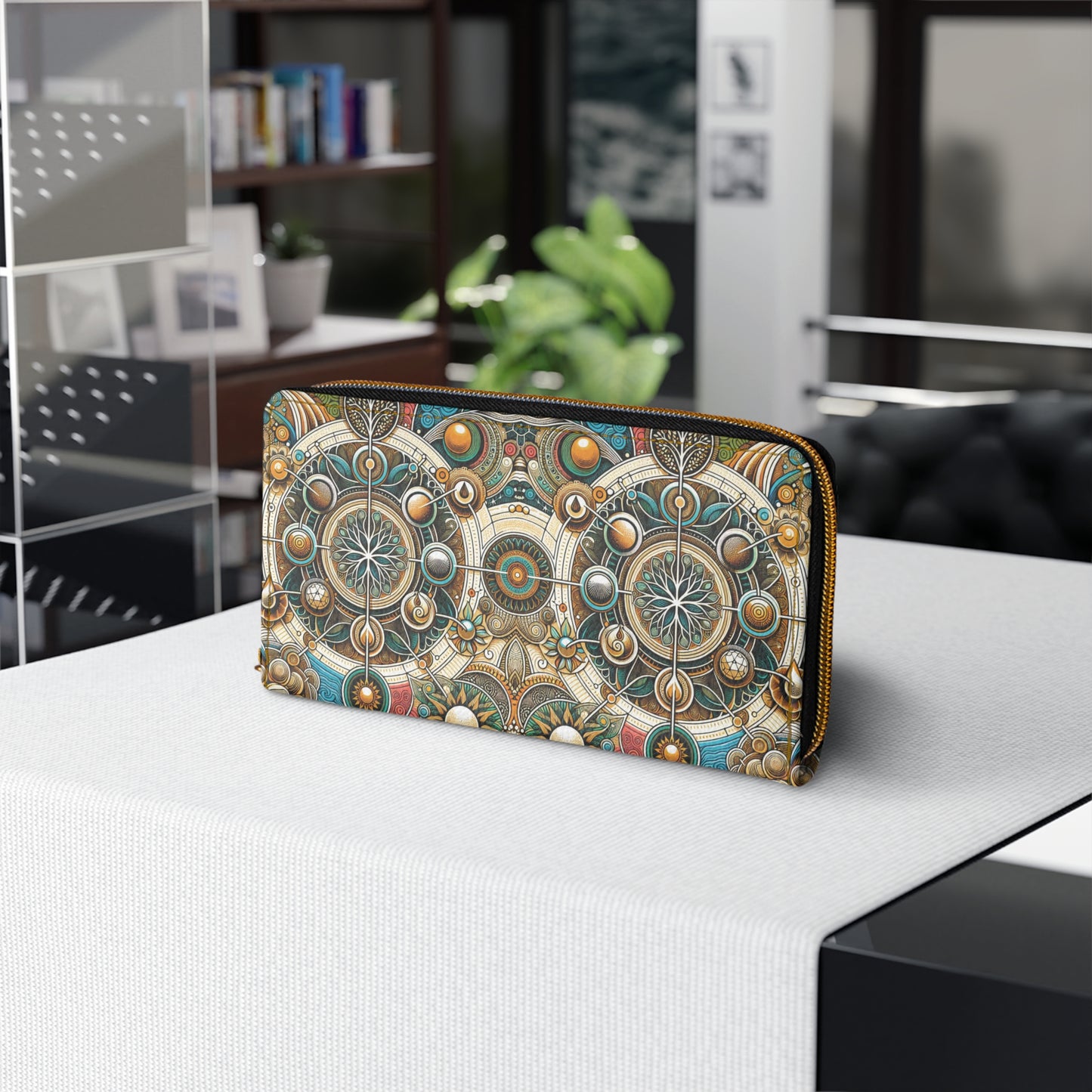 Zipper Wallet with Symbol of Life Design