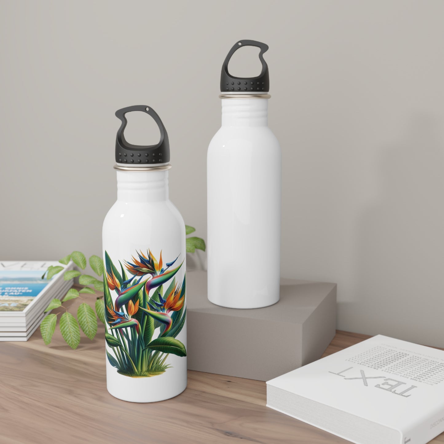 Stainless Steel Water Bottle - Bird of Paradise Design, Tropical Floral Print, Gift for Nature Lovers, Outdoor