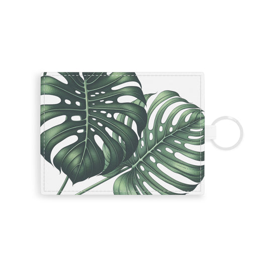 Leather Card Holder: Monstera Leaf, Business Card Case, Credit Card Holder, Vegan Leather Card