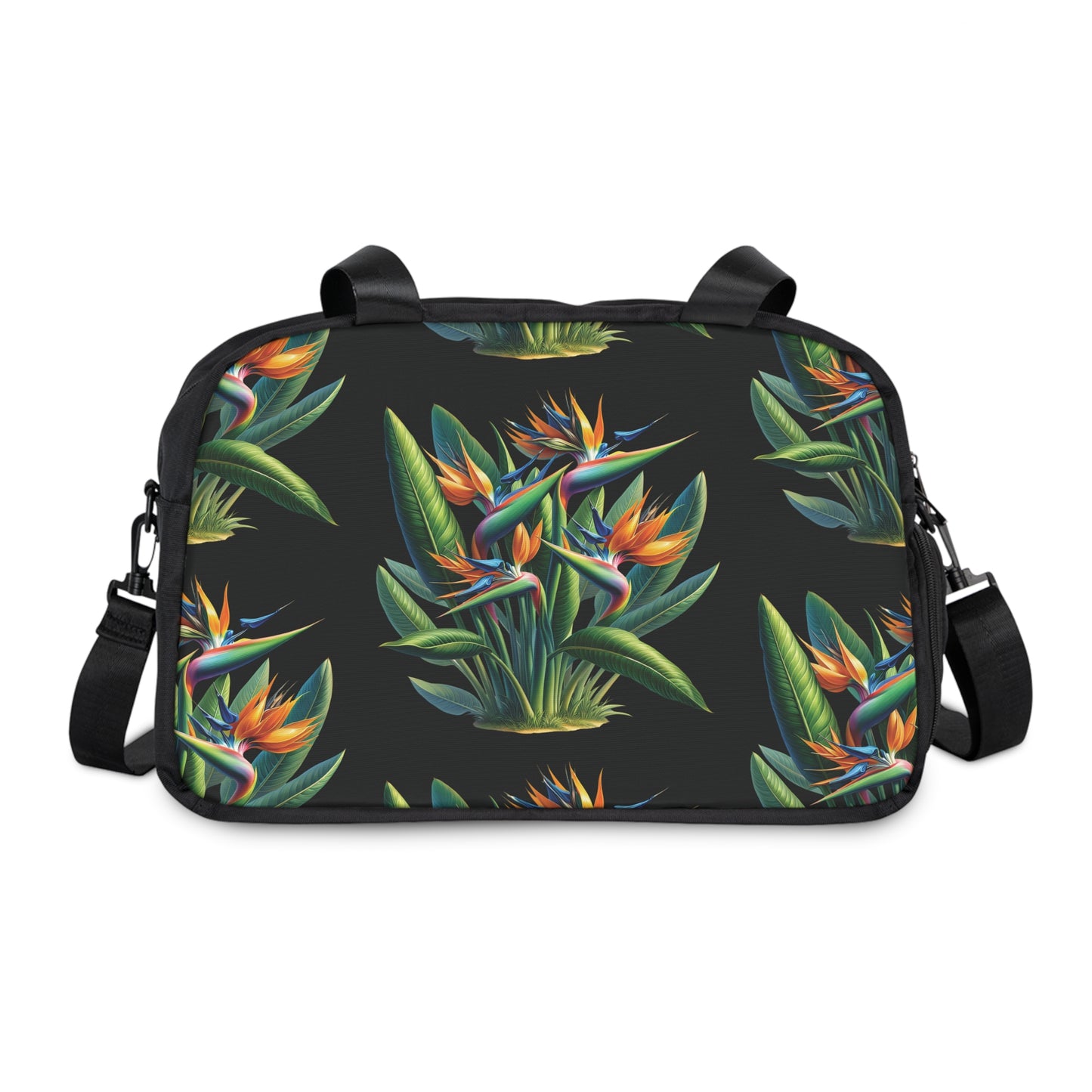 Fitness Handbag - Tropical Bird of Paradise Black Design