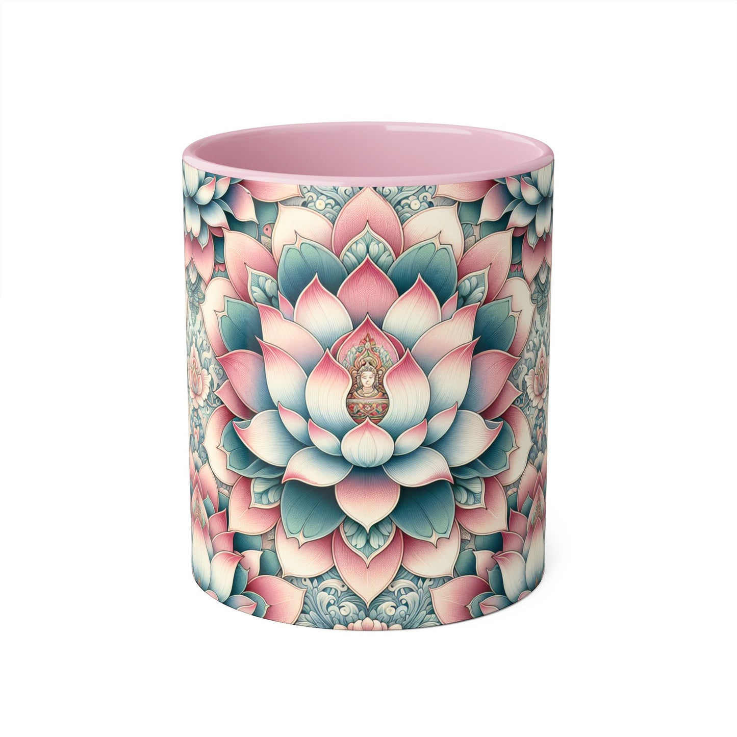 Lotus Flower Accent Mug, Floral Coffee Cup, Zen Tea Mug, Botanical Drinkware, Meditation Gift, Ceramic Lotus Blossom Mug