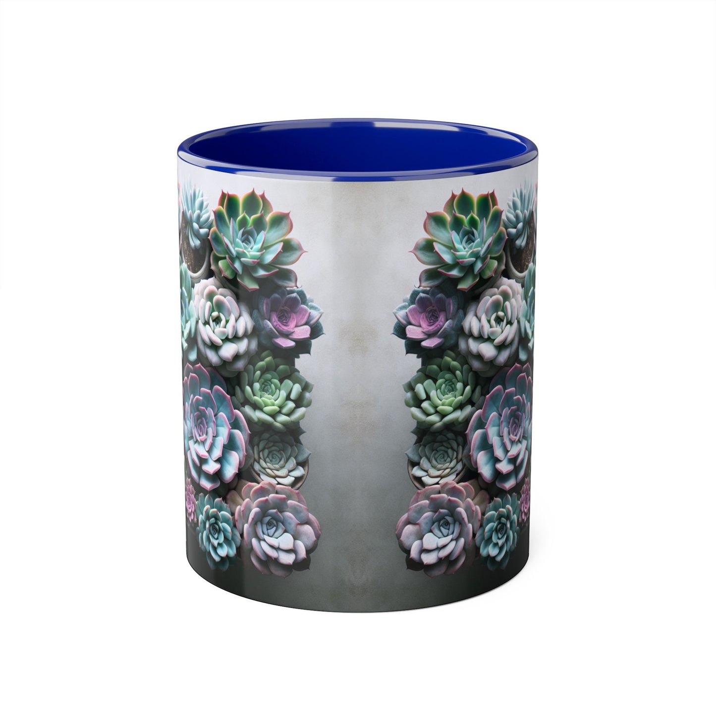 Succulent Garden Accent Mug, 11oz Succulent Coffee Mug, Floral Drinkware, Plant Lover Gift, Unique Home Decor