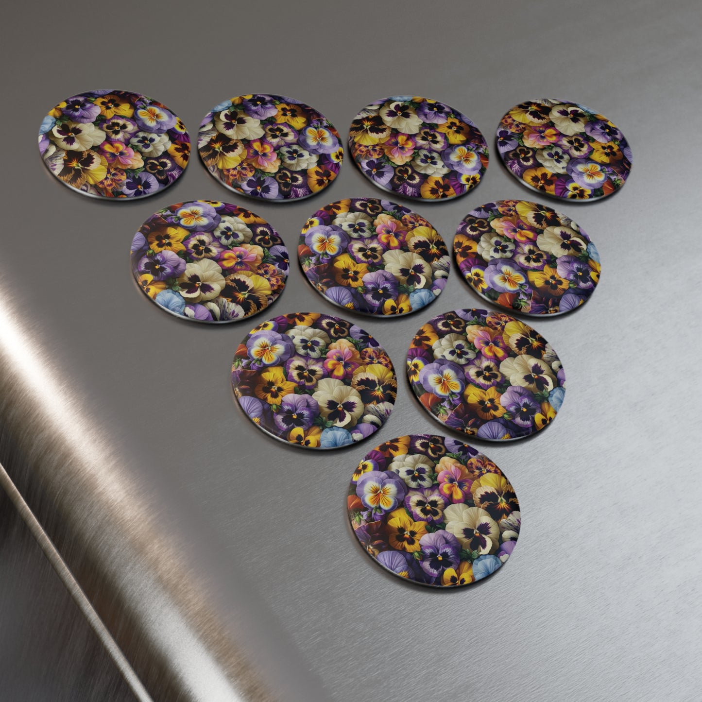 Pansy Floral Button Magnet Set | 1 & 10 pcs for Home Decor & Gifts