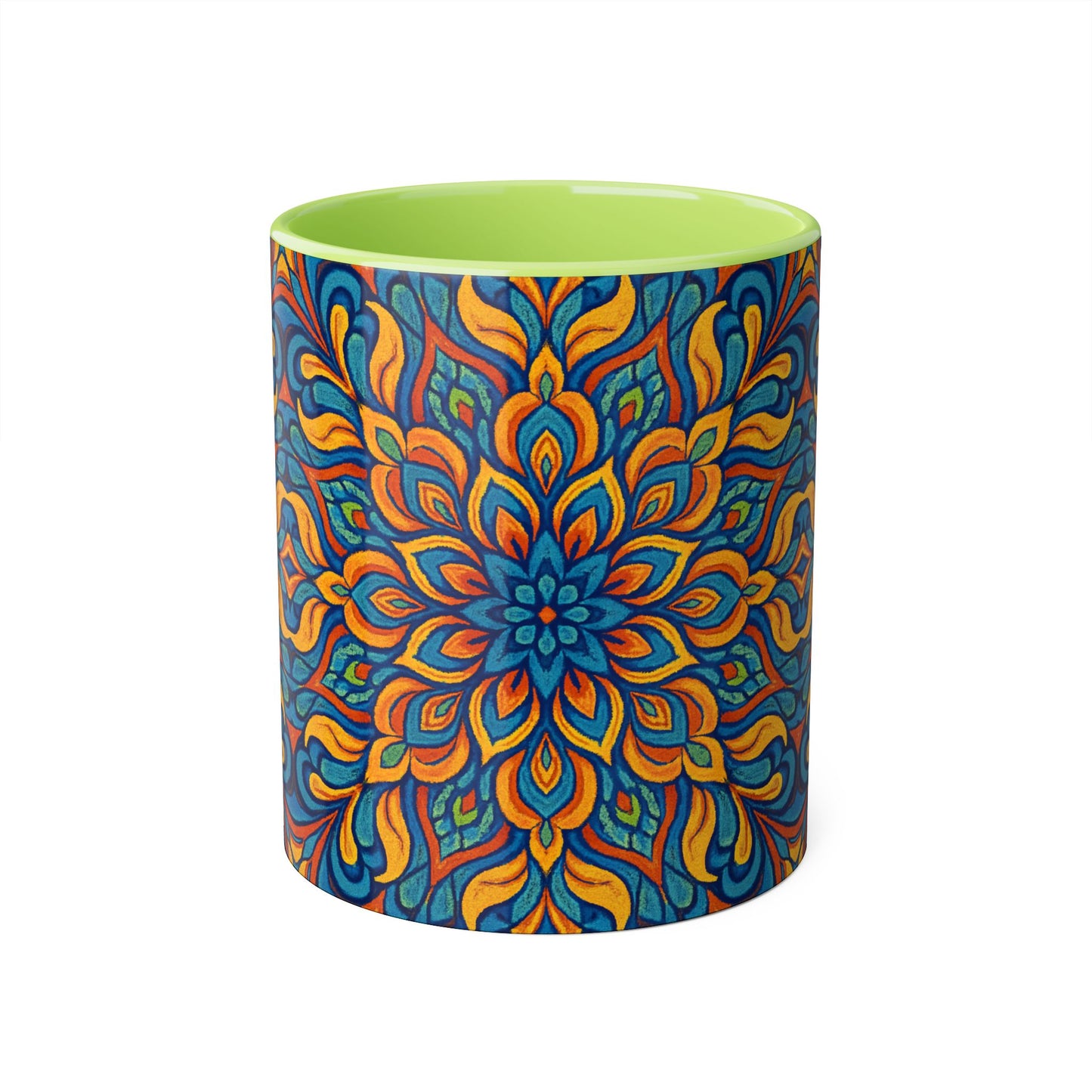 Kaleidoscope Accent Mug, Colorful Ceramic Coffee Cup, Unique Tea Mug, Boho Style Kitchen Decor, Psychedelic Drinkware, Hippie Gift Idea