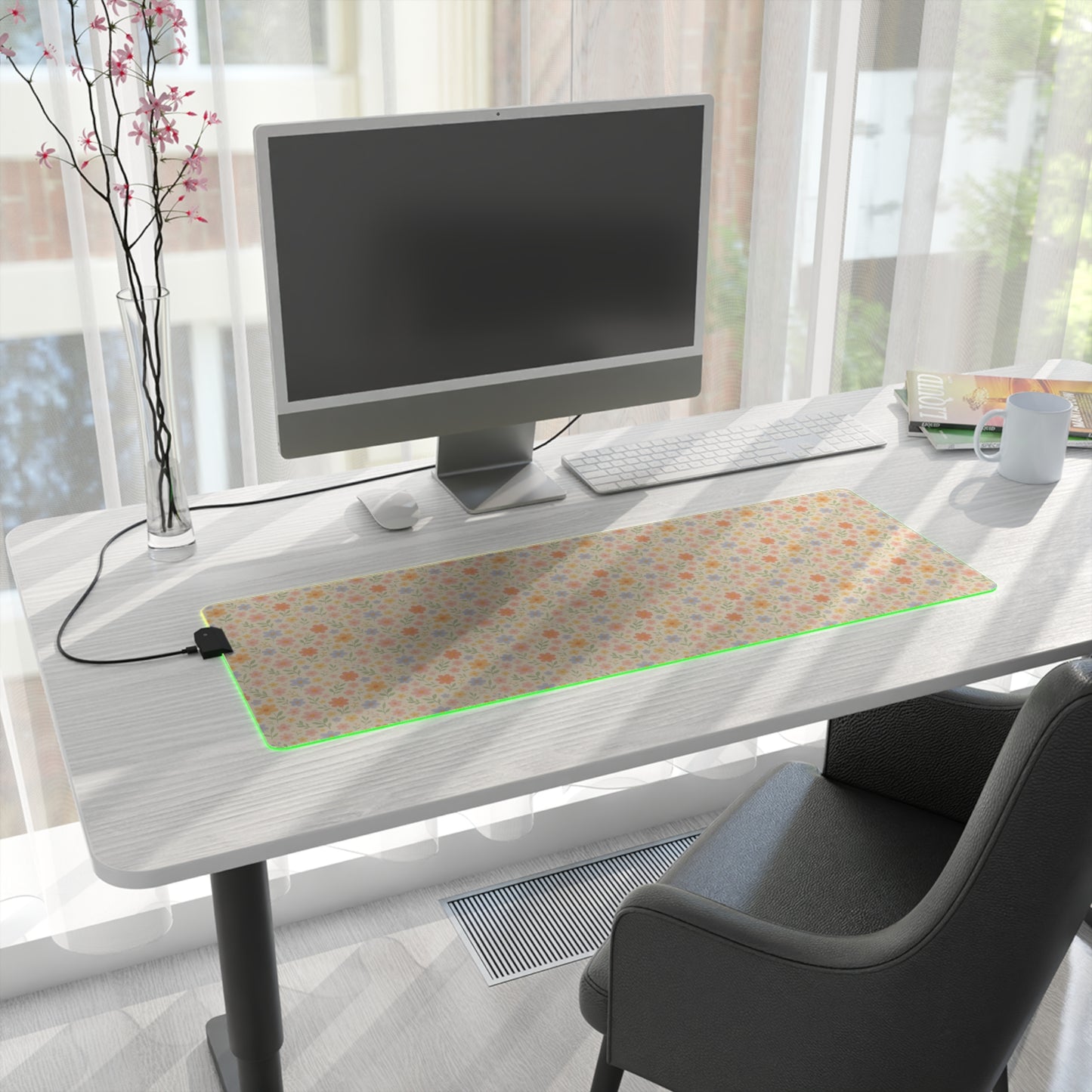 LED Gaming Mouse Pad - Dainty Floral Design