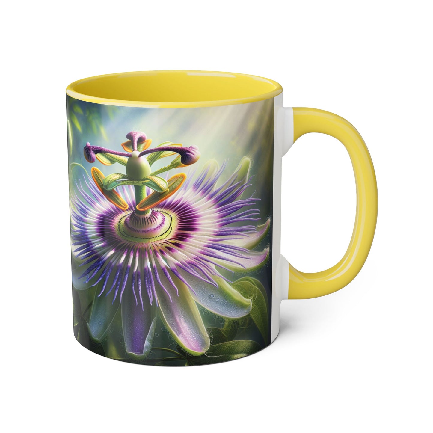 Passionflower Accent Mug, Floral Coffee Cup, Botanical Tea Mug, Nature Lover Gift, Mother's Day Gift, Gardening Mug