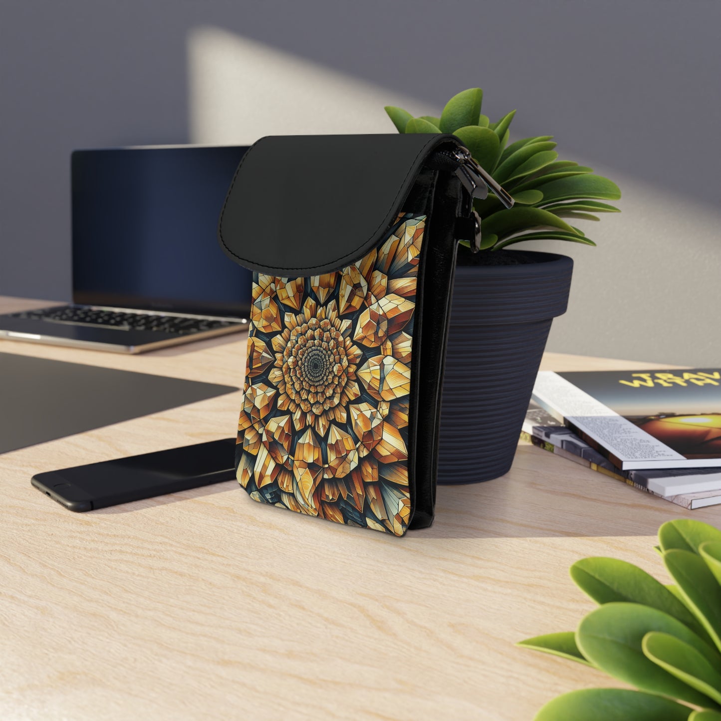 Phone Wallet - Citrine Geometric Pattern