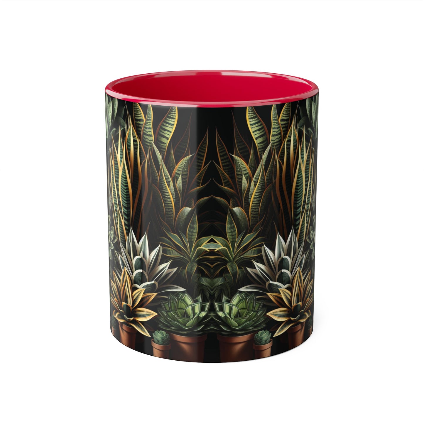 Snake Plant Family Accent Mug, 11oz - Ceramic Tea Cup, Botanical Coffee Mug, Indoor Garden Lover Gift, Green Thumb Kitchen Decor, Plant Lady