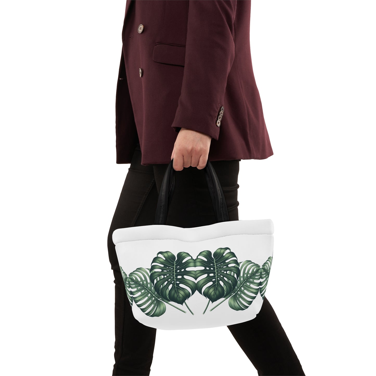 Monstera Leaves Lunch Bag - Tropical Insulated Tote, Reusable Cooler, Botanical Carryall, Plant Lover Gift