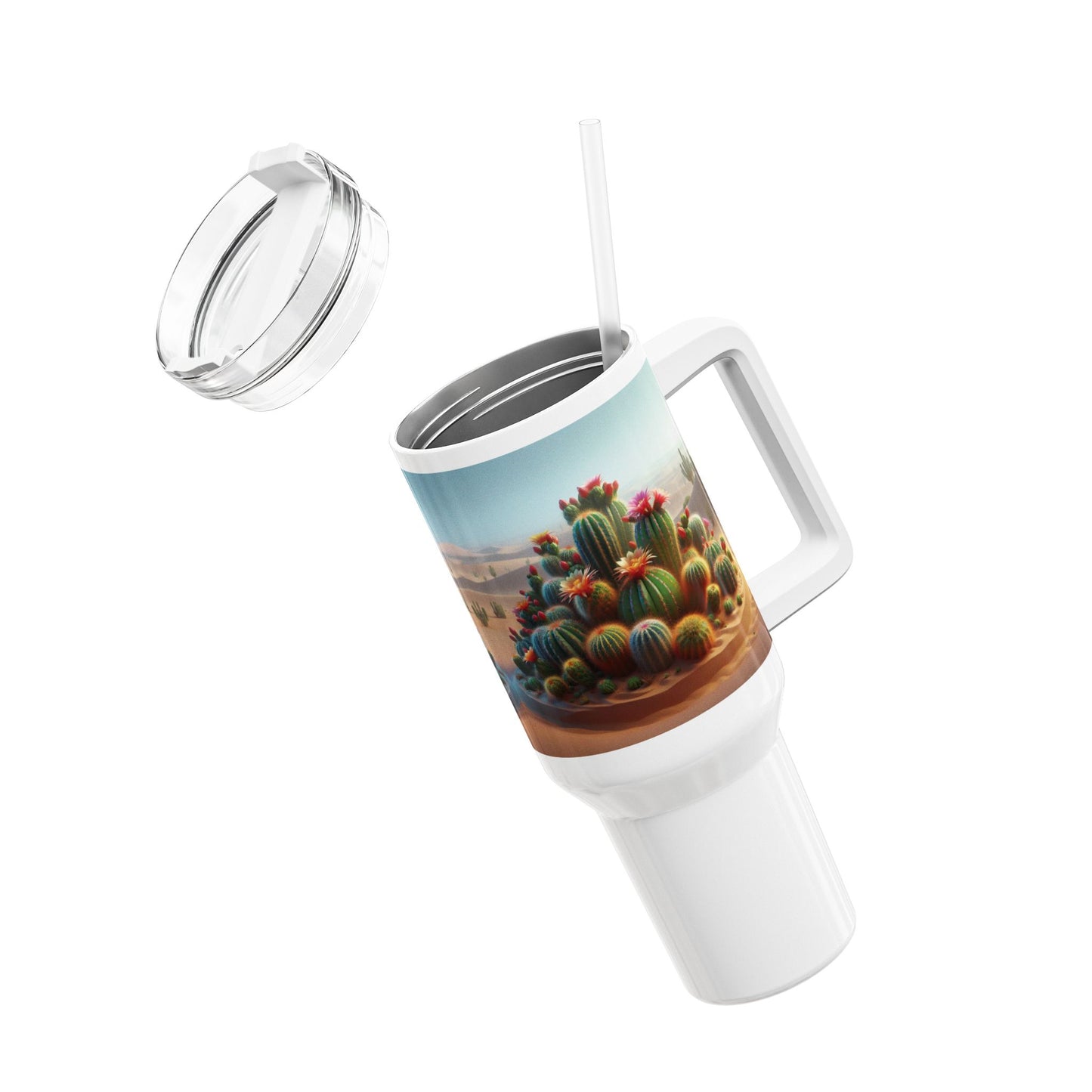 Cactus Tumbler, Desert Succulent Cup, Southwest Botanical Travel Mug, Boho 40oz Thermos, Plant Lover Gift, Nature Lover, Gardening