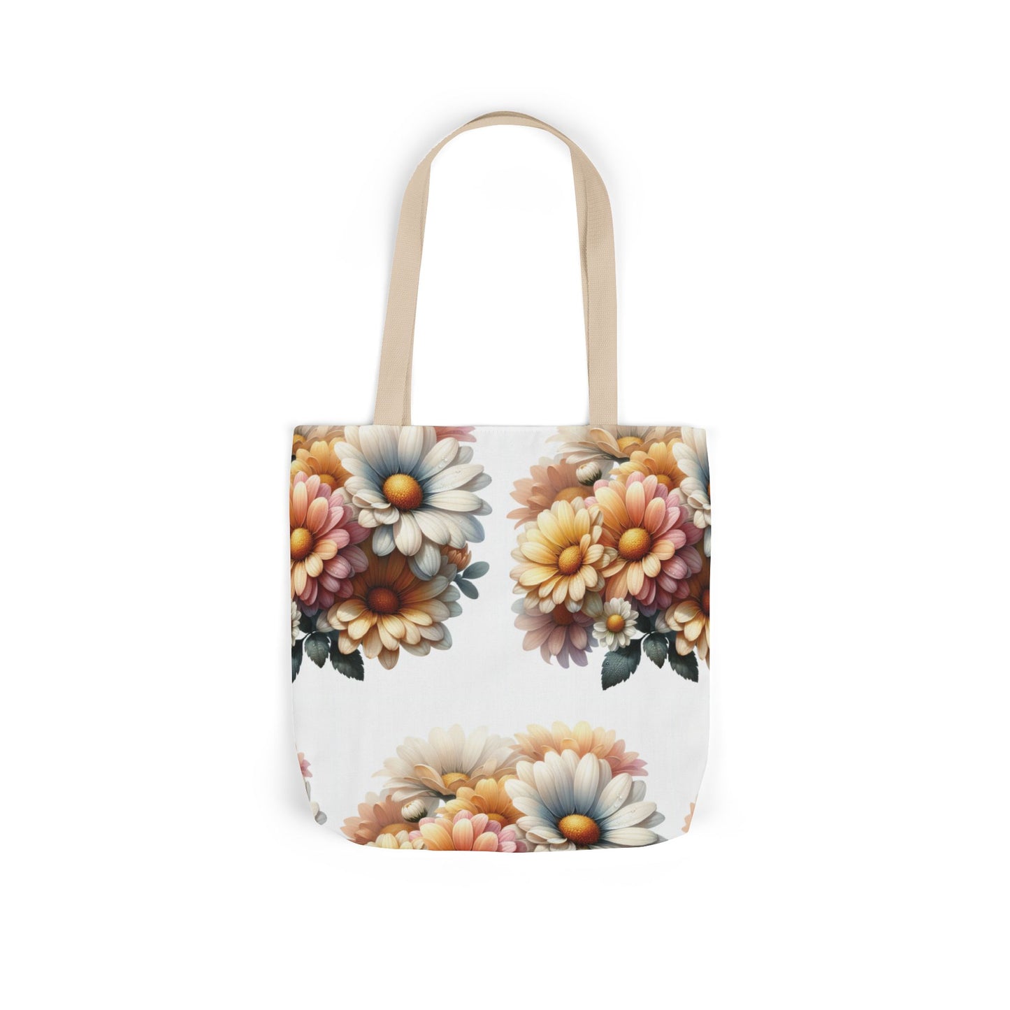 Floral Canvas Tote Bag with 5-Color Straps - Stylish