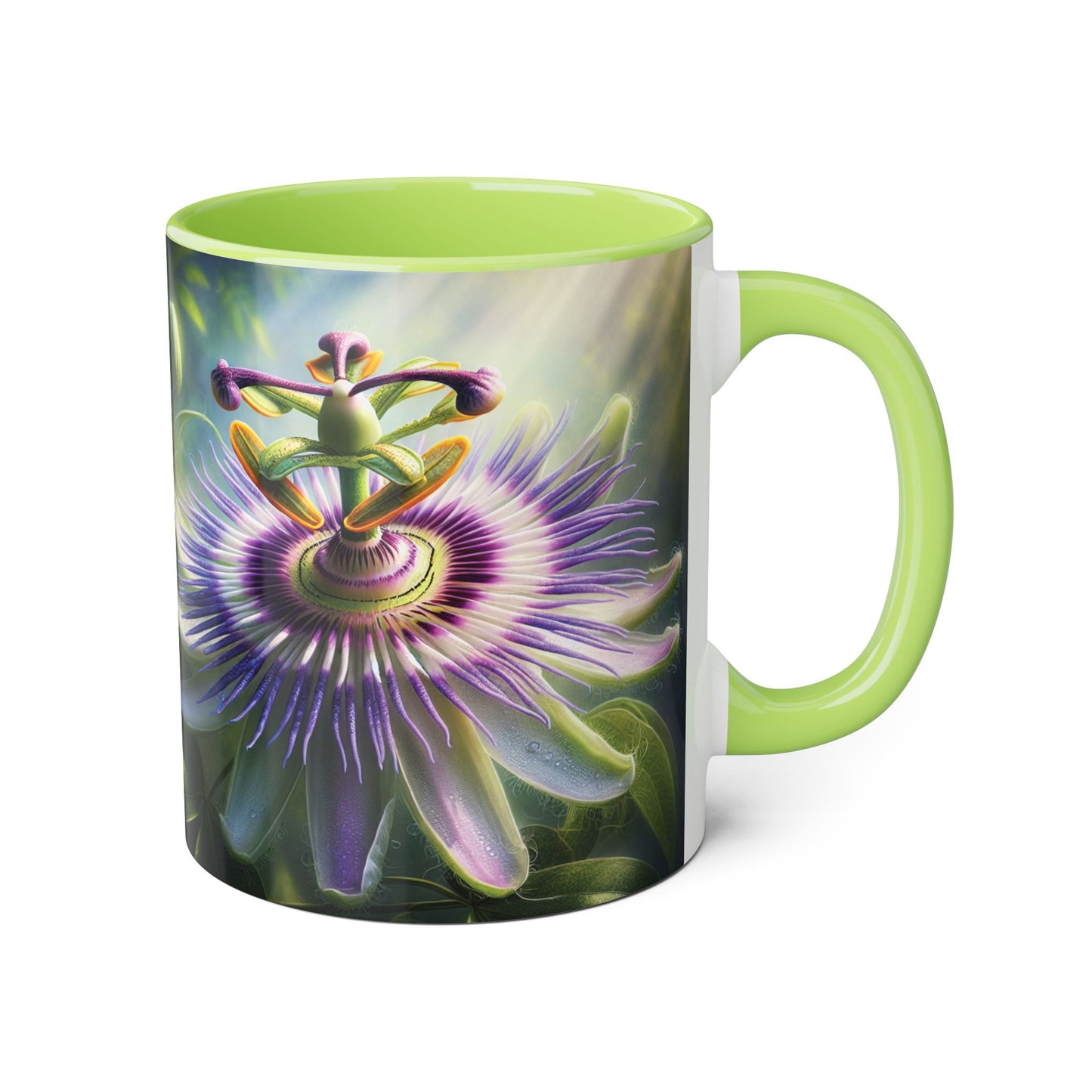 Passionflower Accent Mug, Floral Coffee Cup, Botanical Tea Mug, Nature Lover Gift, Mother's Day Gift, Gardening Mug