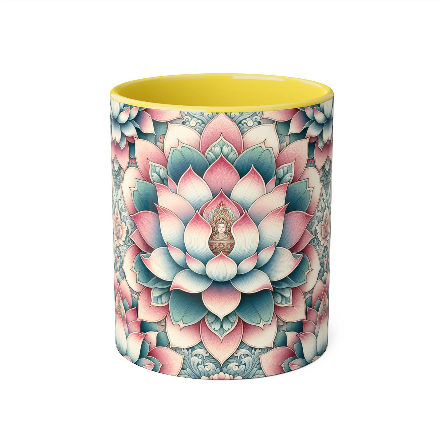 Lotus Flower Accent Mug, Floral Coffee Cup, Zen Tea Mug, Botanical Drinkware, Meditation Gift, Ceramic Lotus Blossom Mug