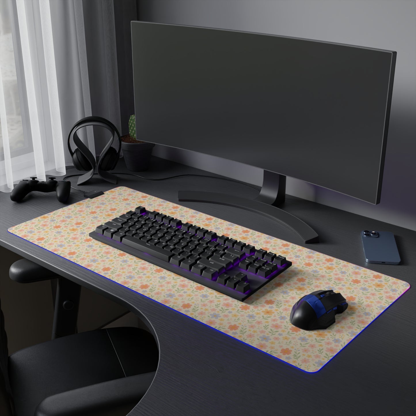 LED Gaming Mouse Pad - Dainty Floral Design