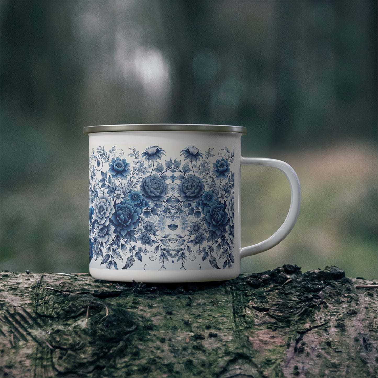 Camping  Mug - Blue Floral Design