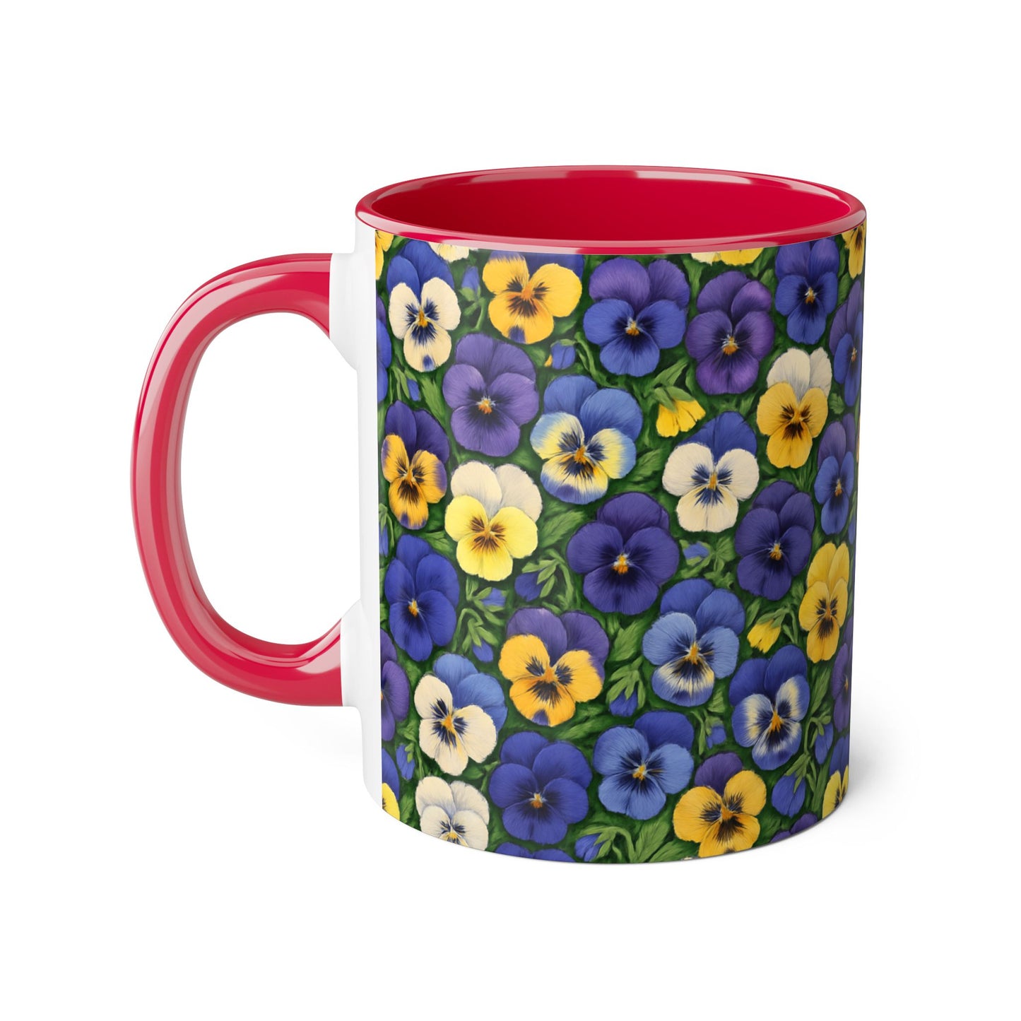 Pansy Pattern Accent Mug, Floral Coffee Cup, Tea Mug, Flower Design, Gardener Gift, Spring Decor, Mother's Day Present