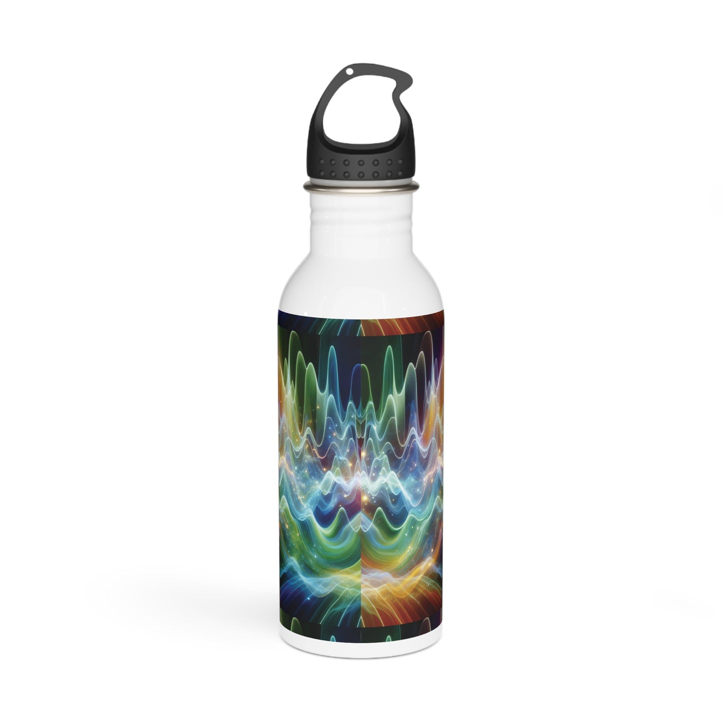 Stainless Steel Water Bottle - Frequency Waves Design, Reusable Drinkware, Yoga Lover Gift, Mindfulness Hydration, BPA-Free