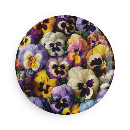 Pansy Floral Button Magnet Set | 1 & 10 pcs for Home Decor & Gifts