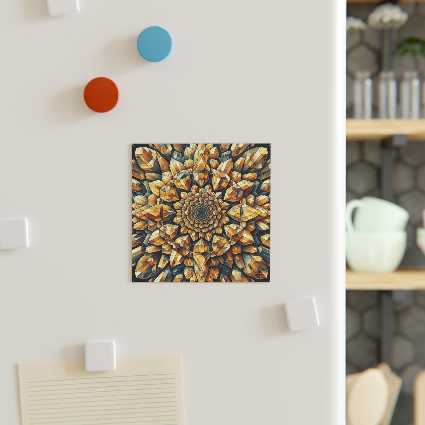 Square Magnet - Citrine Geometric Design