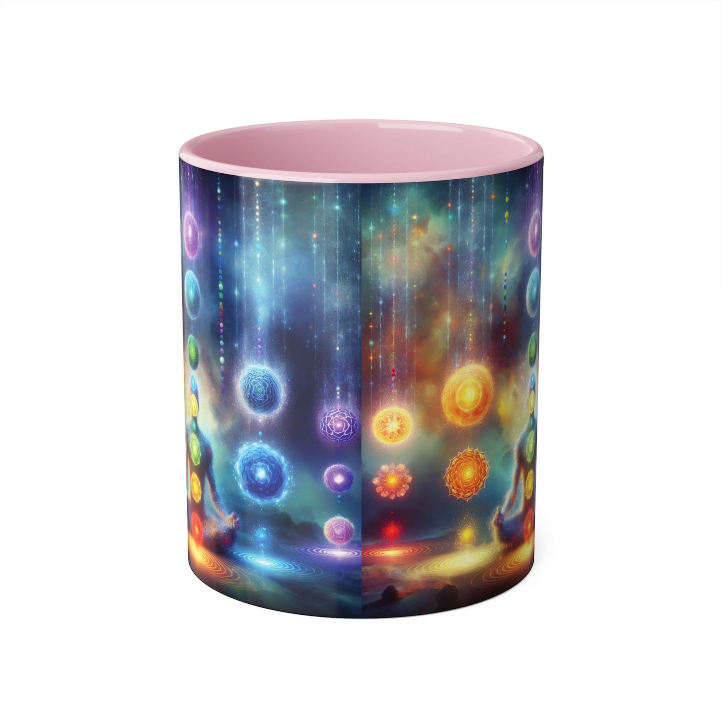 Chakra Magic Accent Mug, 11oz - Energy Healing Kitchen Cup, Reiki Crystal Meditation Tea Coffee Drinkware, Spiritual Ceramic Gift, Yoga