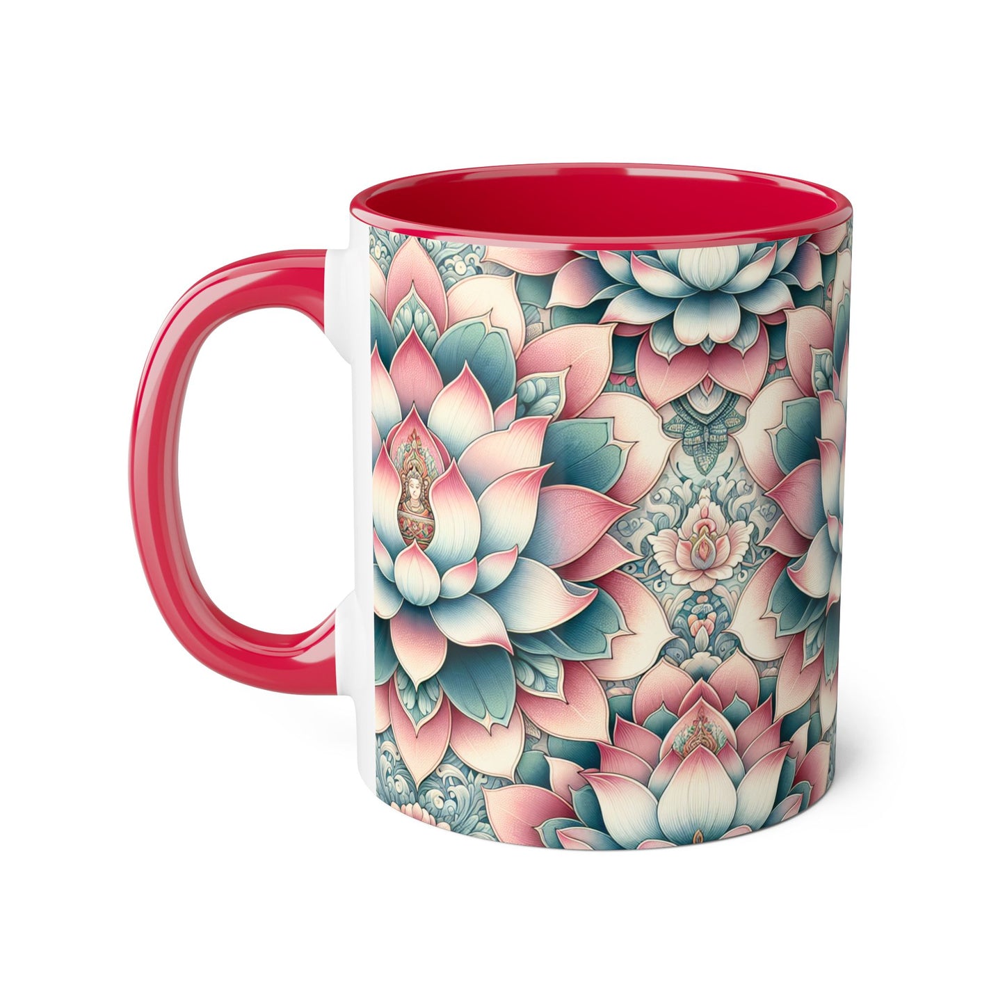 Lotus Flower Accent Mug, Floral Coffee Cup, Zen Tea Mug, Botanical Drinkware, Meditation Gift, Ceramic Lotus Blossom Mug