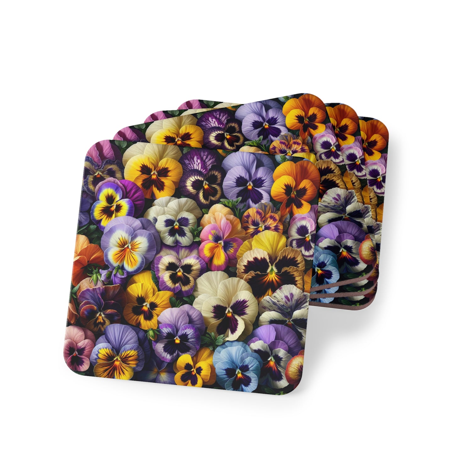 Pansy Coasters, Set of 4 Floral Drink Coasters, Flower Coasters, Garden Coaster Set, Botanical Coasters, Spring Decor