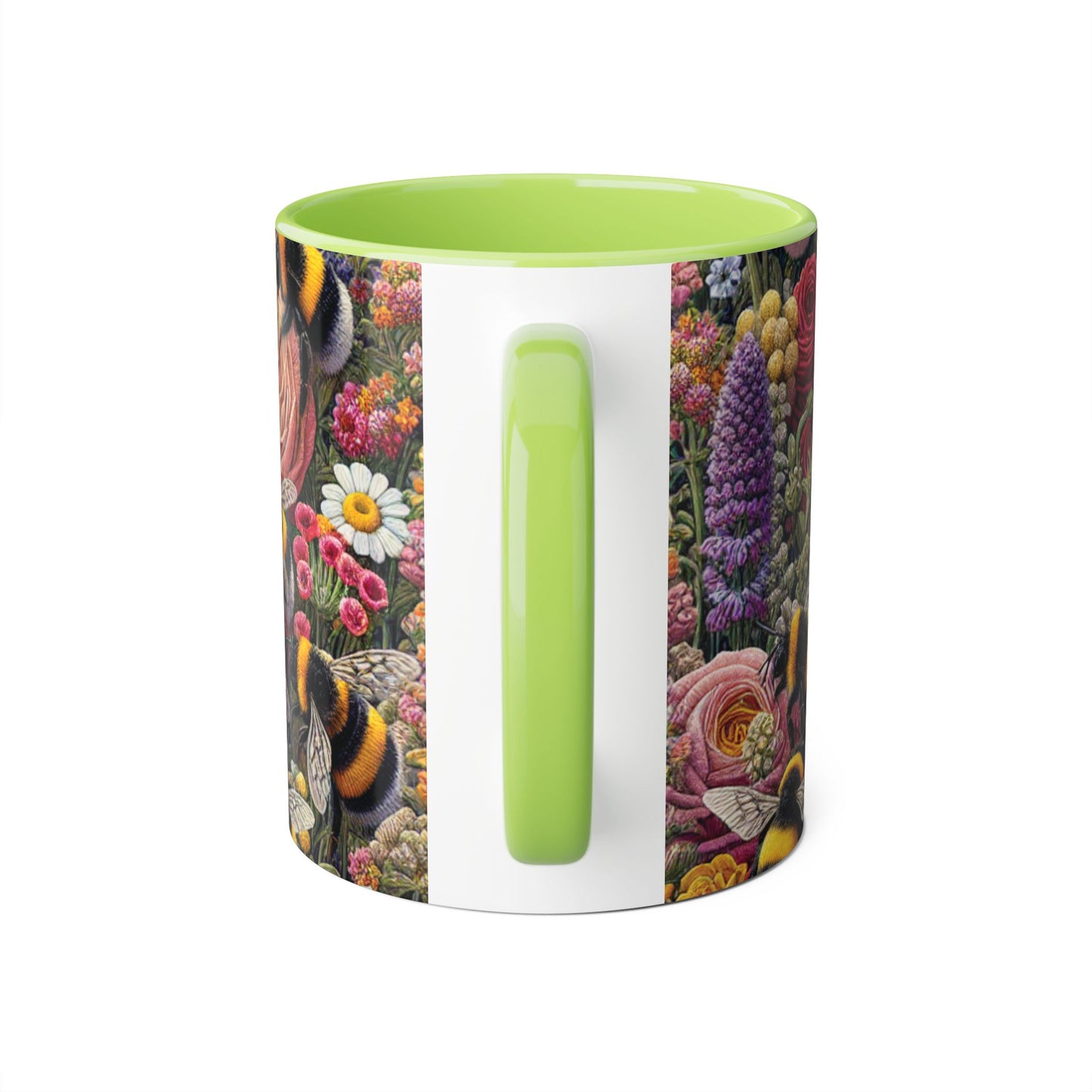 Bee-Inspired Floral Accent Mug | Nature Lover Gift, Botanical Coffee Mug, Bee Art Mug, Animal Lover Cup, Garden Mug