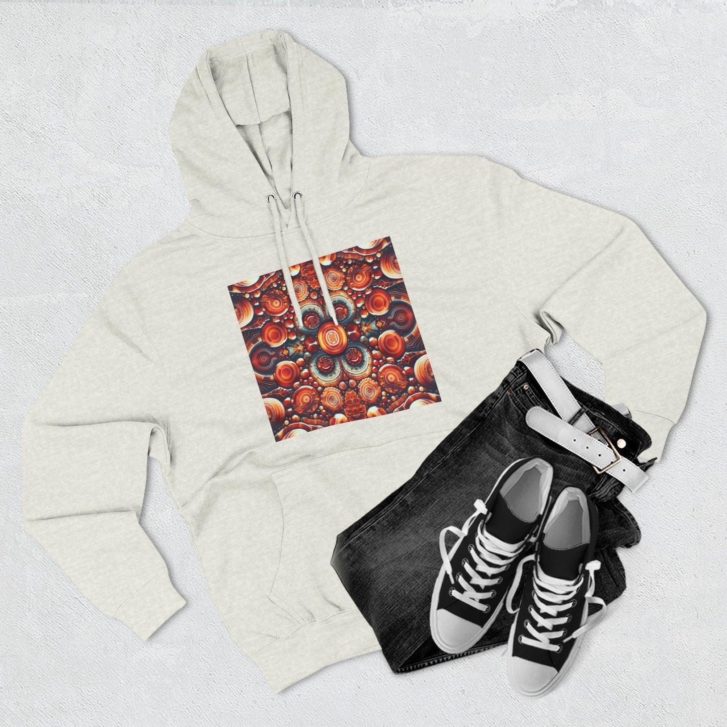 Fleece Hoodie - Carnelian Pattern