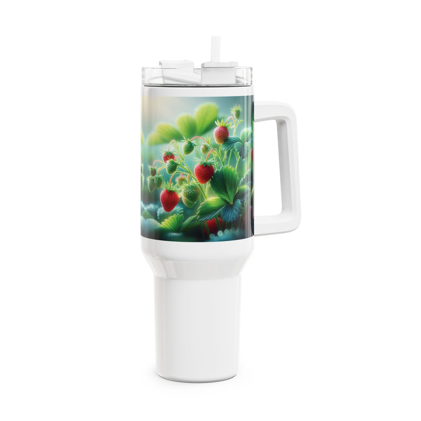 40oz Tumbler - Strawberry Plants Design