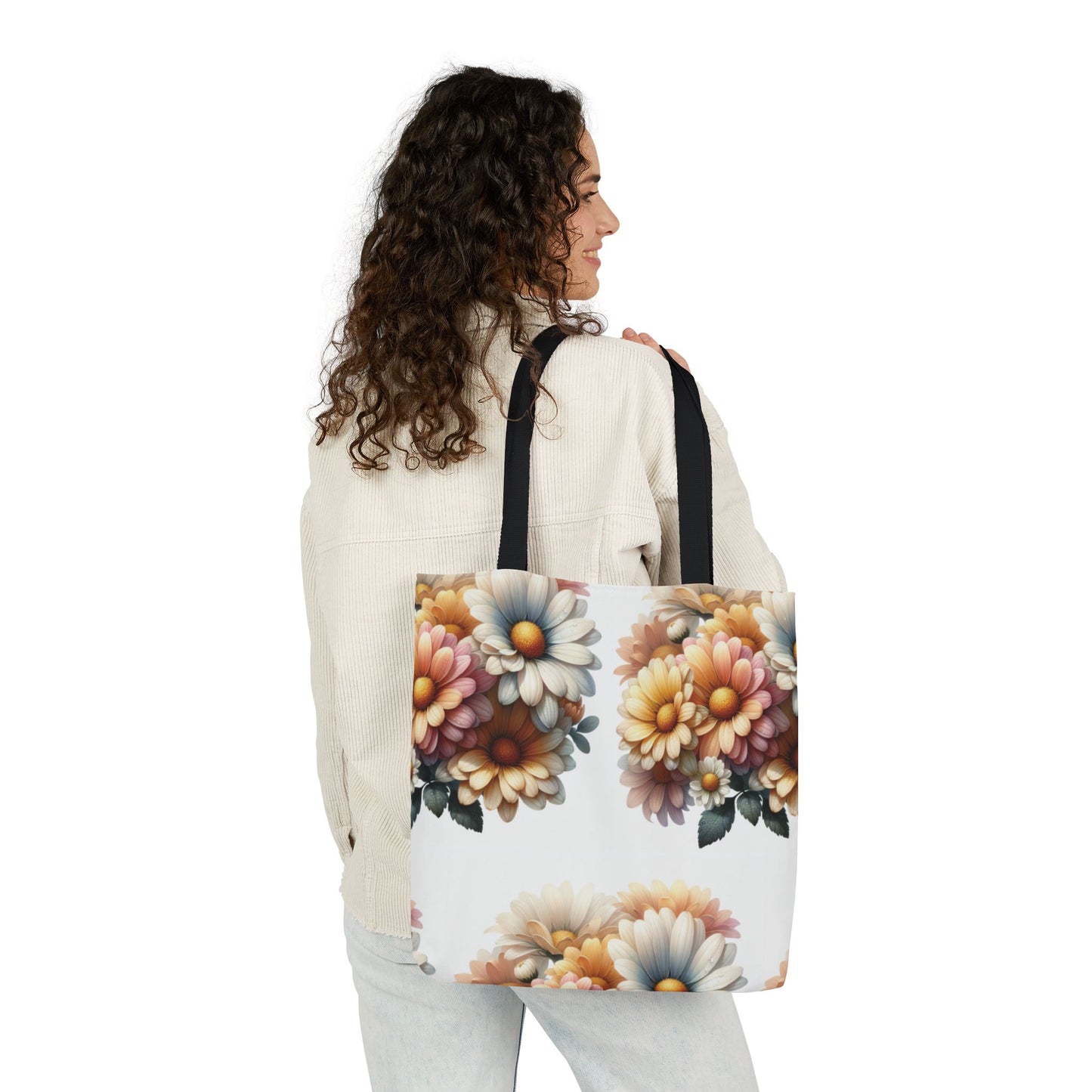 Floral Canvas Tote Bag with 5-Color Straps - Stylish
