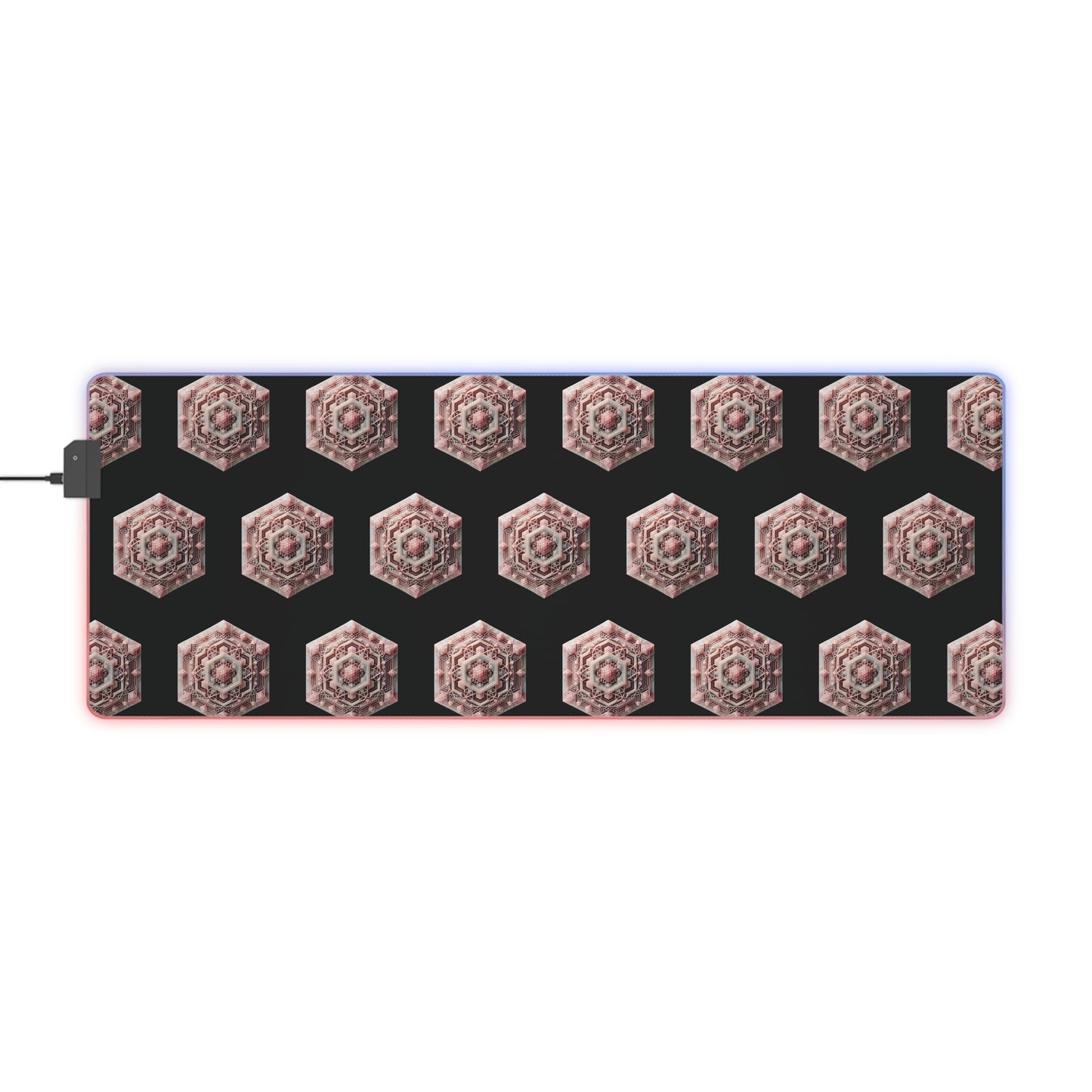 LED Gaming Mouse Pad - Geometric Rose Quartz Design
