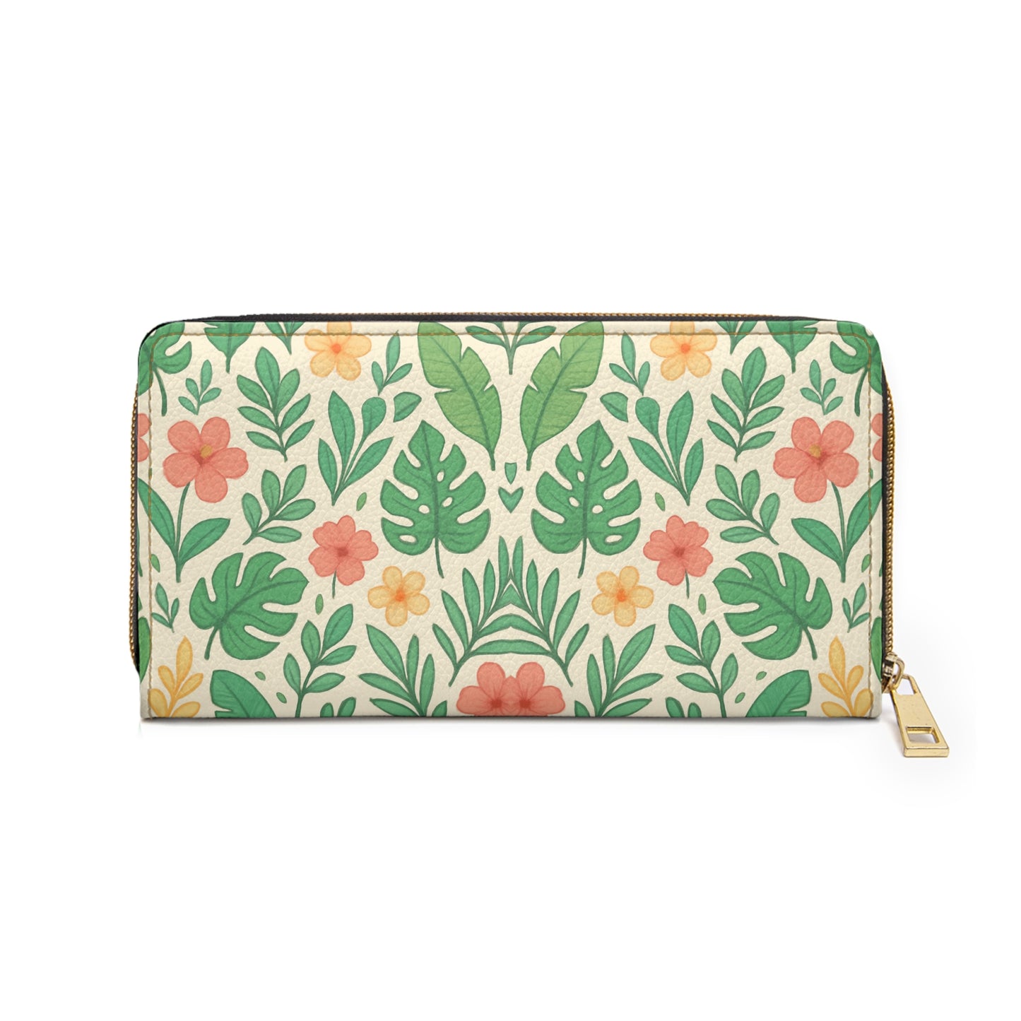 Zipper Wallet - Tropical Pattern Design, Exotic Floral Print Coin Purse