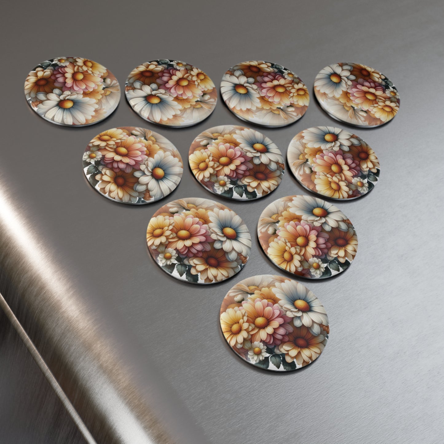 Floral Button Magnet - Round Decorative Magnets for Home & Office