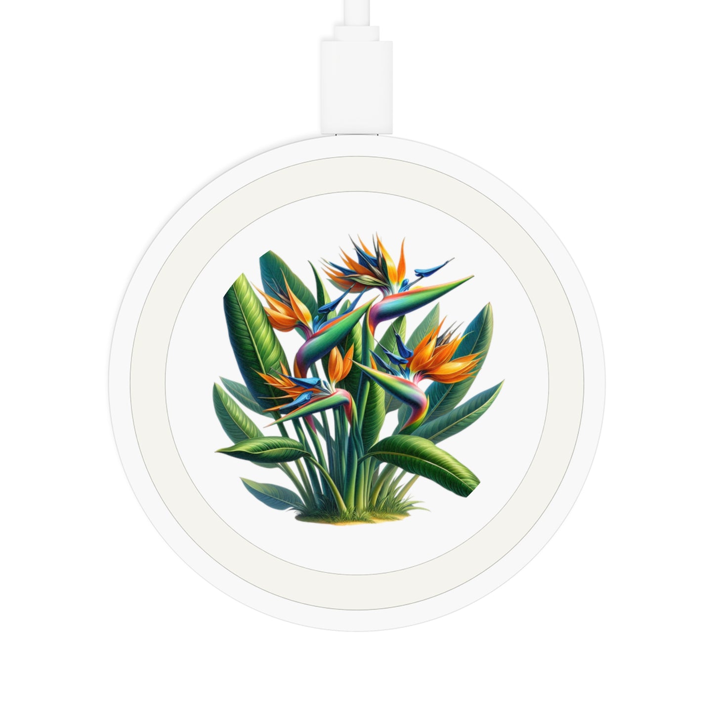 Wireless Charging Pad: Tropical Bird of Paradise Plant Design