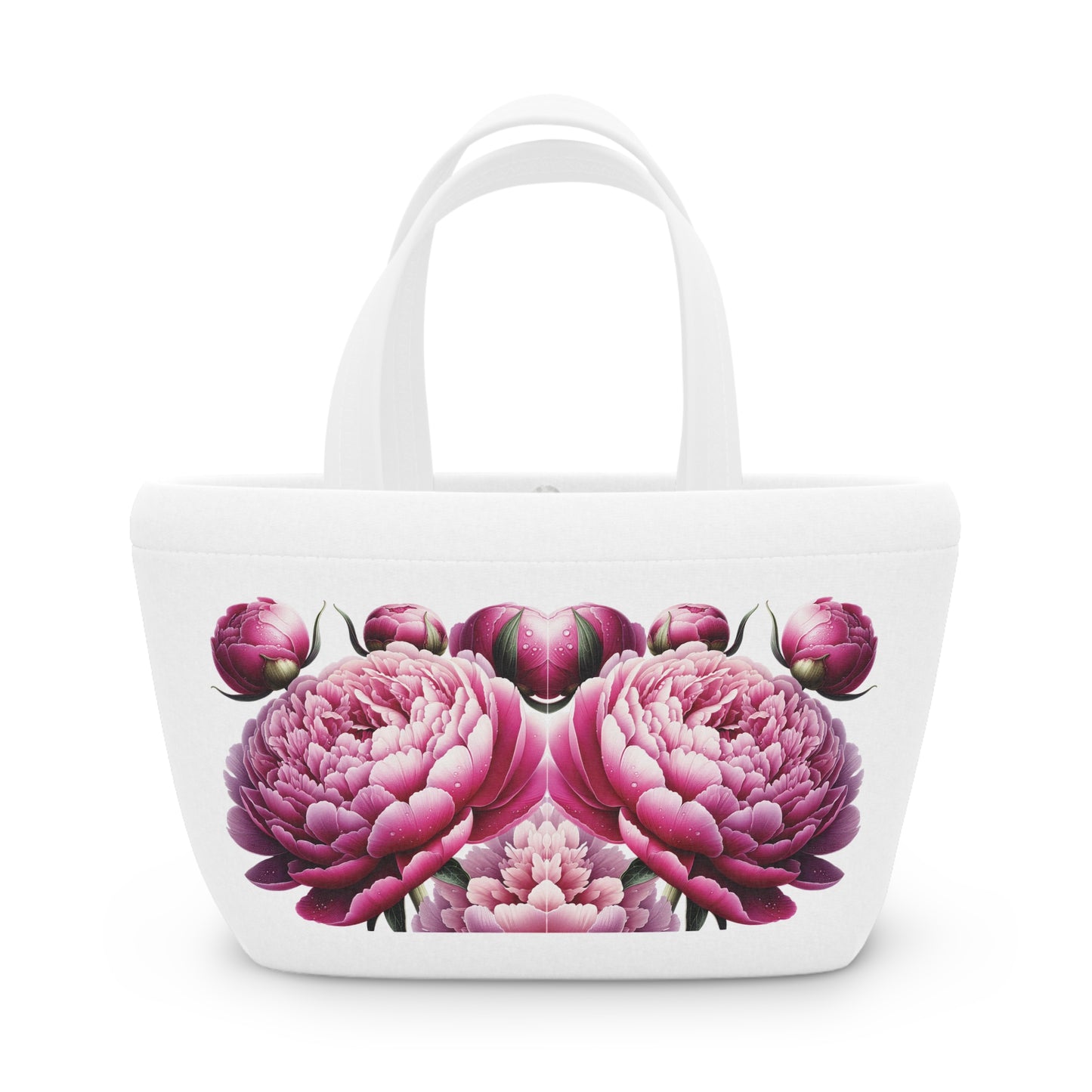 Pink Peonies Lunch Bag, Floral Lunch Tote, Flower Design Insulated Lunch Box, Gift for Her, Reusable Lunch Sack, Mother's Day Present