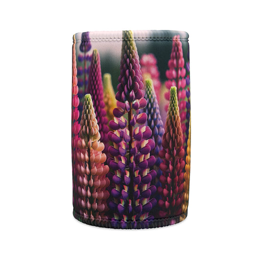 Stubby Cooler - Lupinus Blooms, Floral Drink Holder, Can Hugger, Beverage Insulator, Beer Sleeve, Summer Party Favor