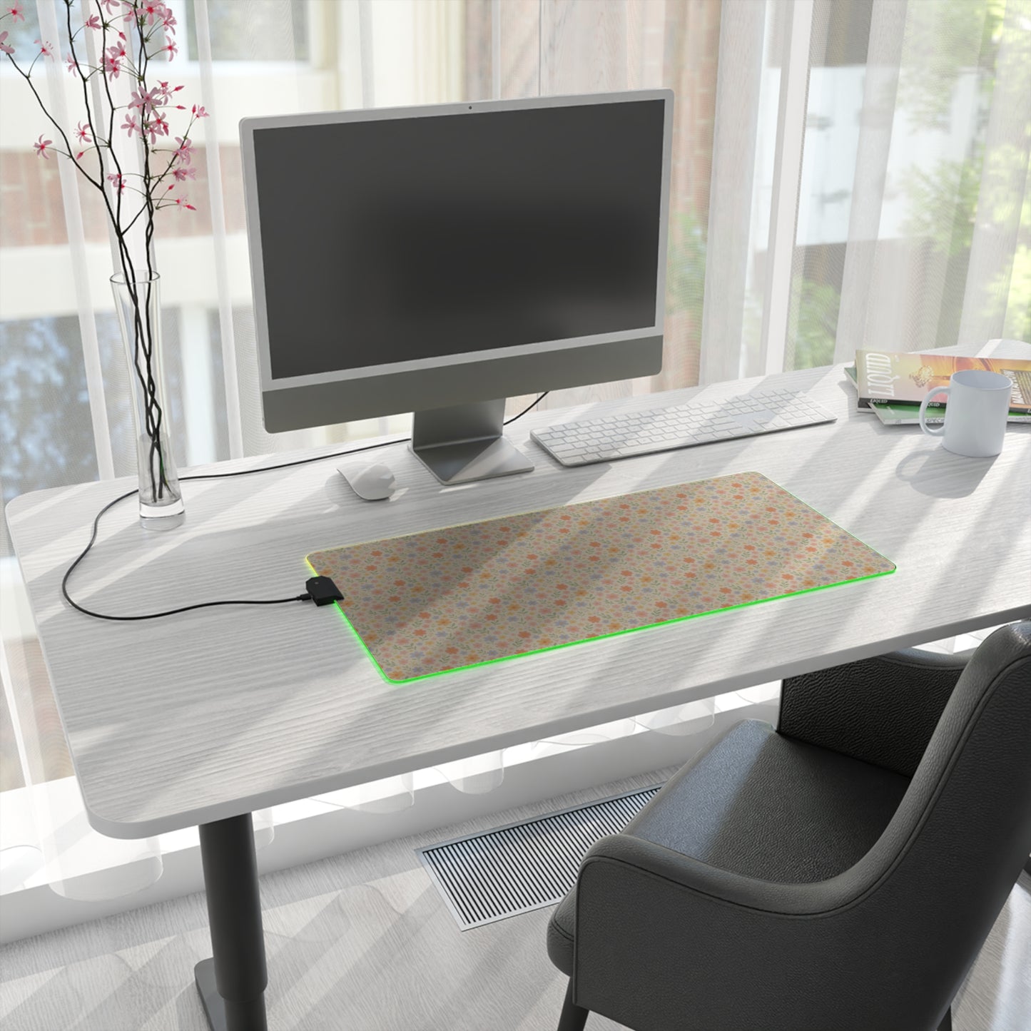 LED Gaming Mouse Pad - Dainty Floral Design