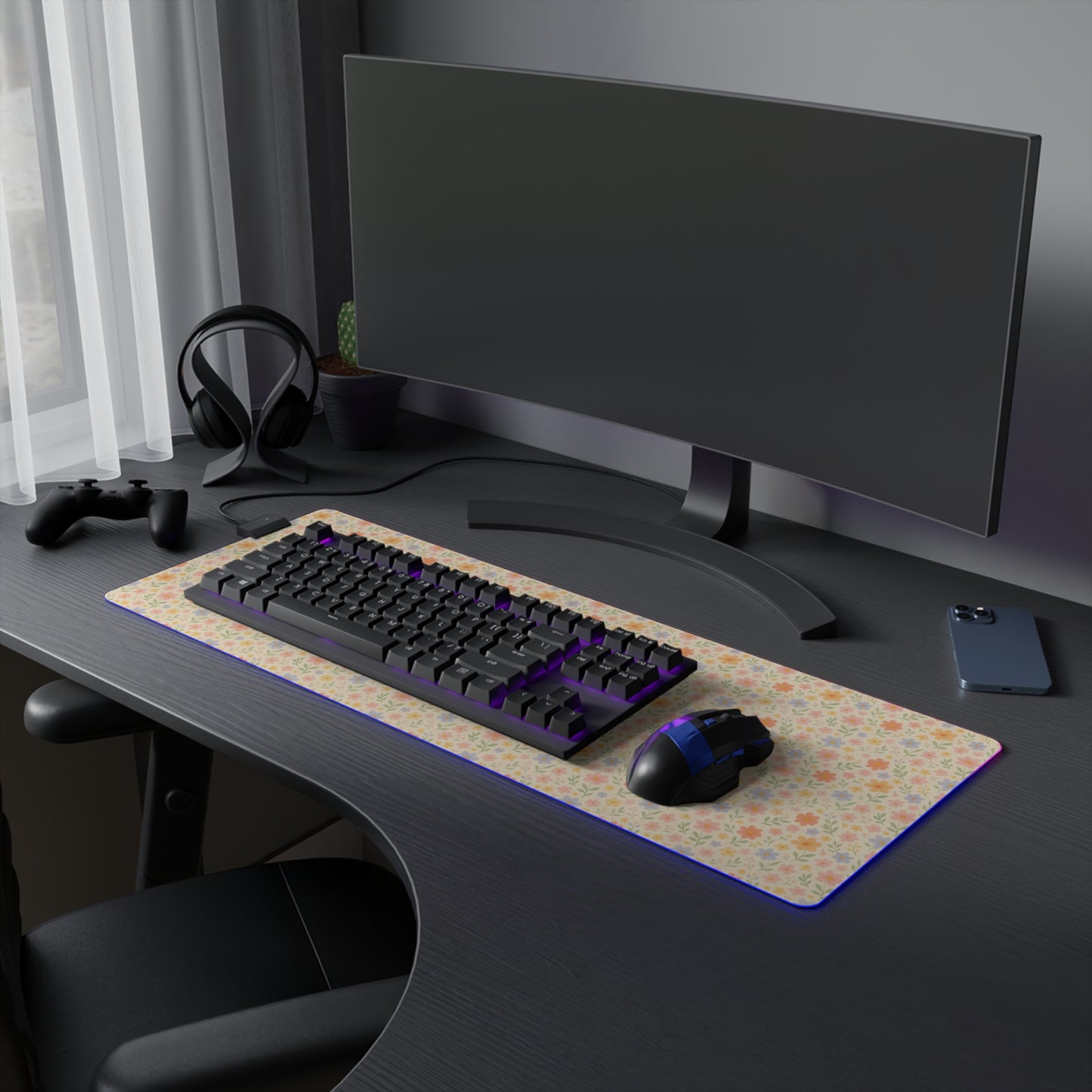 LED Gaming Mouse Pad - Dainty Floral Design