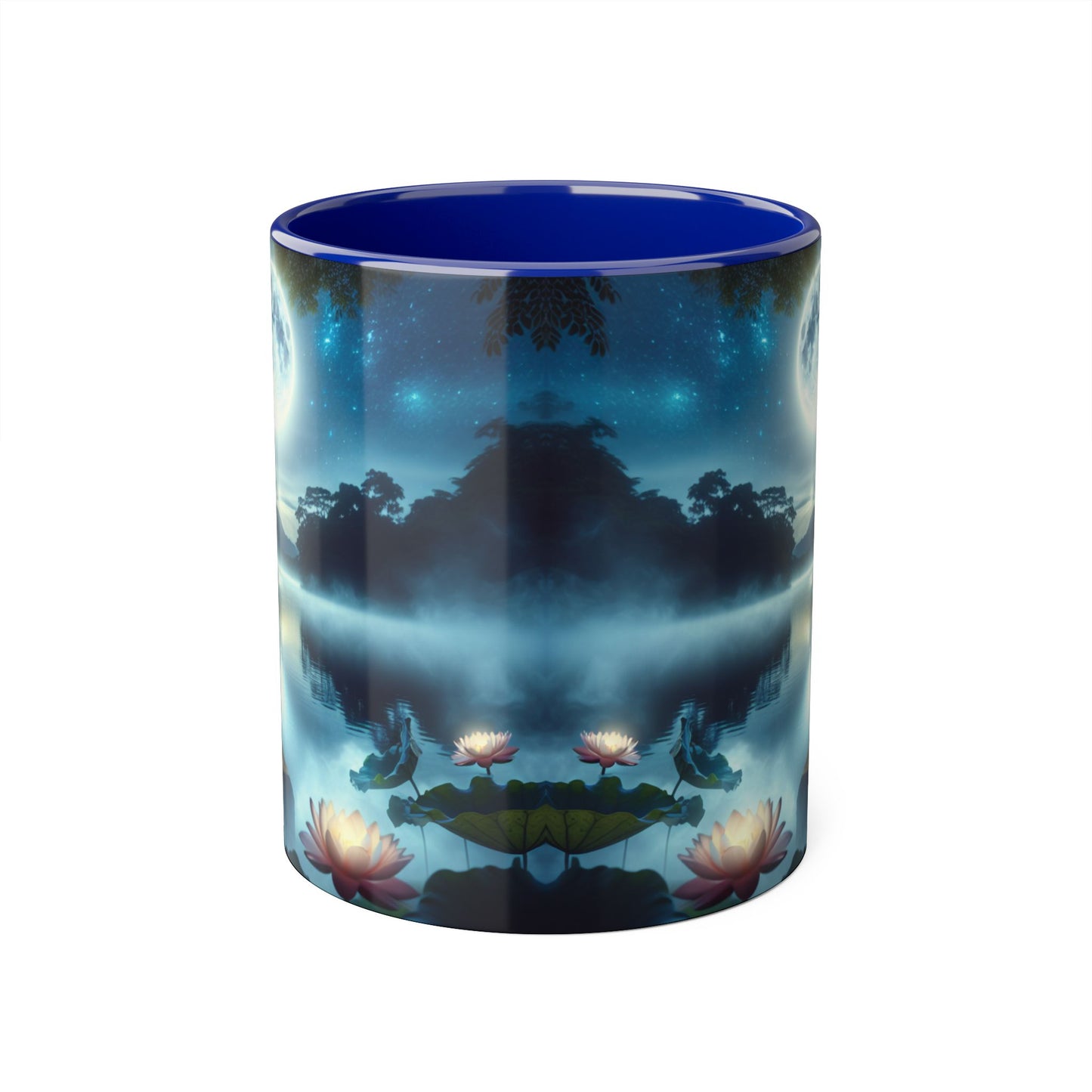 Moonlight Serenity Accent Mug, 11oz - Tranquil Ceramic Cup, Celestial Drinkware, Lunar Tea Mug, Night Sky Coffee Cup, Gift for Moon Lover