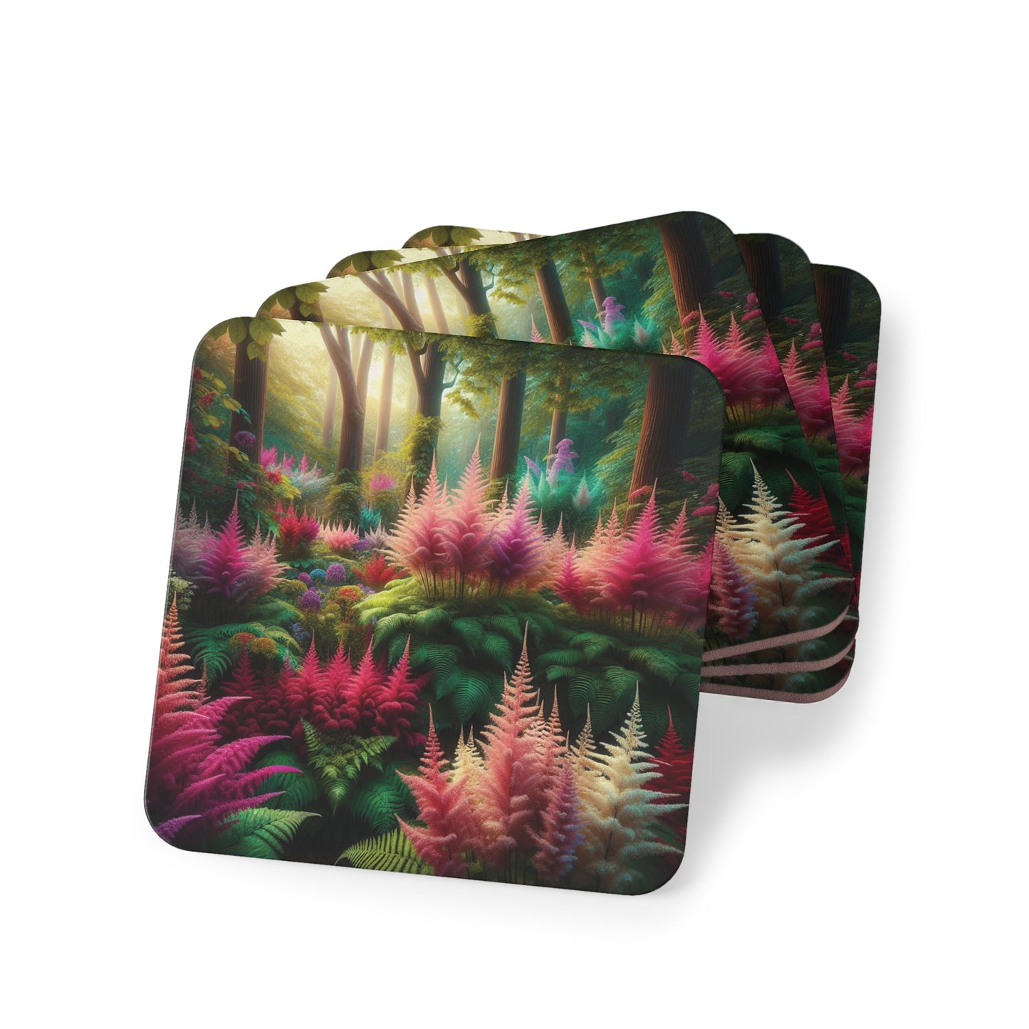 Astilbe Bloom Design Coasters, Floral Drink Coasters, Set of 4, Housewarming Gift, Home Decor