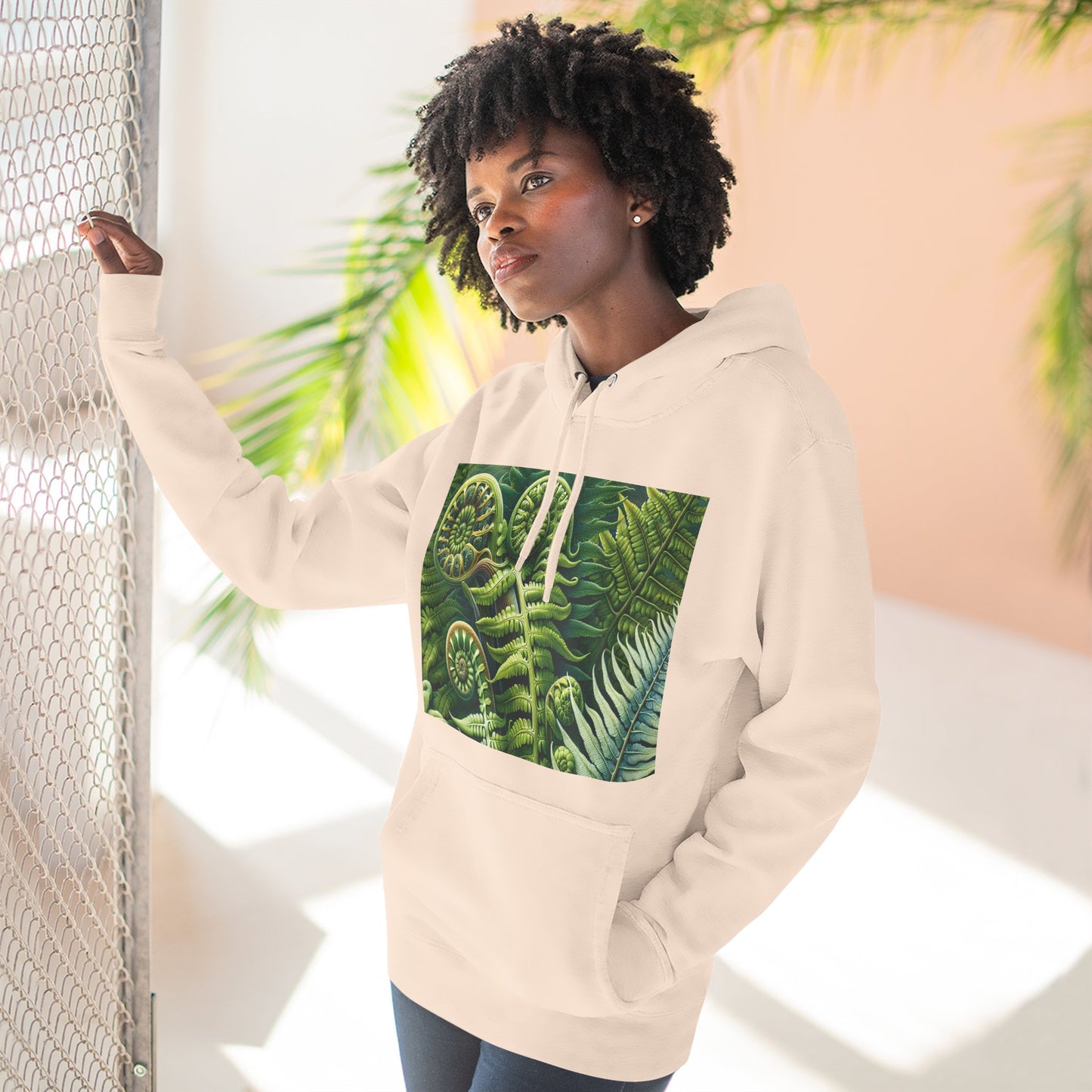 Nature-Inspired Three-Panel Fleece Hoodie for Outdoor Enthusiasts
