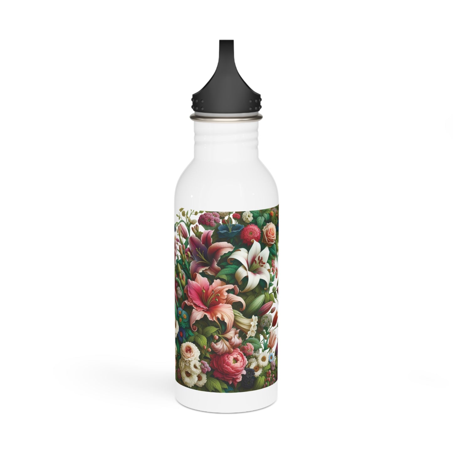 Floral Design Stainless Steel Water Bottle, Sports Bottle, Gift for Her, Travel Mug, Floral Hydration Bottle, Summer Accessory
