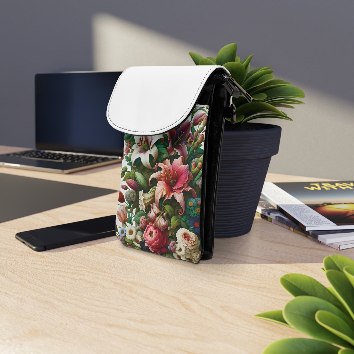 Phone Wallet - Lily Floral Pattern