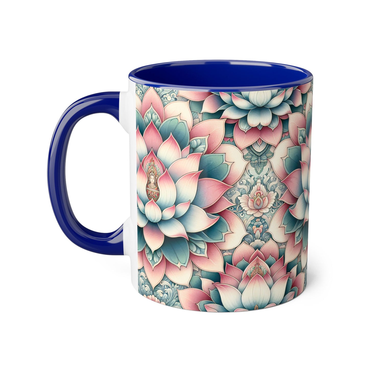 Lotus Flower Accent Mug, Floral Coffee Cup, Zen Tea Mug, Botanical Drinkware, Meditation Gift, Ceramic Lotus Blossom Mug