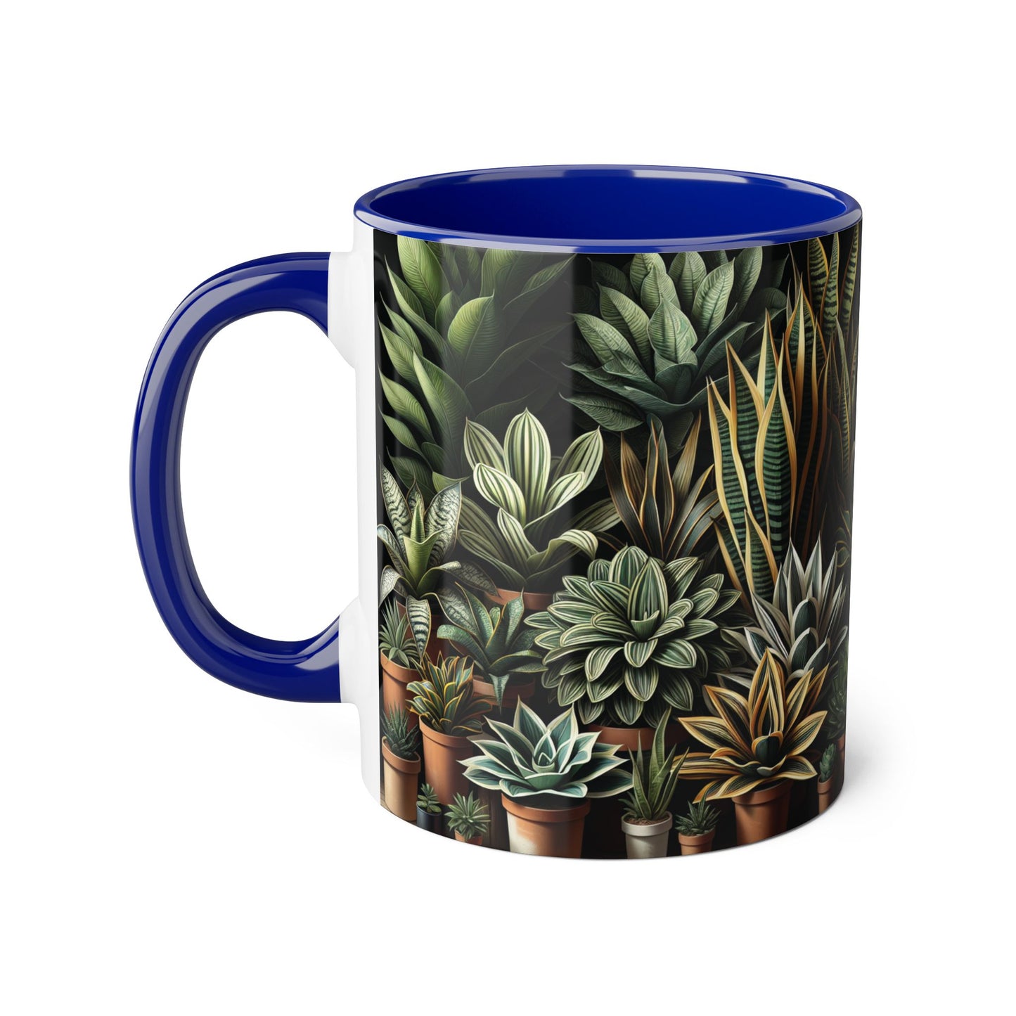 Snake Plant Family Accent Mug, 11oz - Ceramic Tea Cup, Botanical Coffee Mug, Indoor Garden Lover Gift, Green Thumb Kitchen Decor, Plant Lady